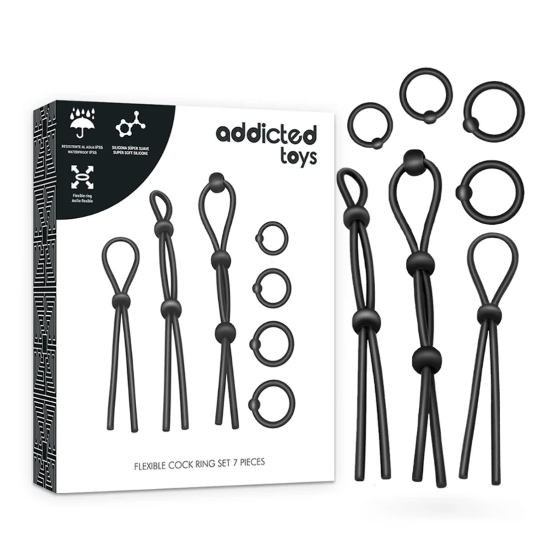 Addicted Toys Zestaw 7 Elastycznych Pierścieni Silikonowych Czarny
