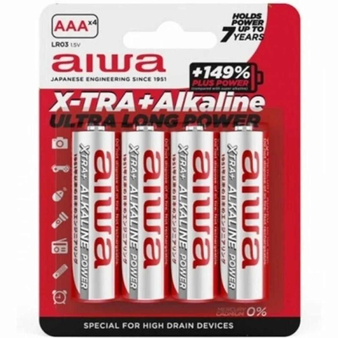 AIWA X-TRA Alkaline AAA LR03 4 szt. - wytrzymałe baterie uniwersalne