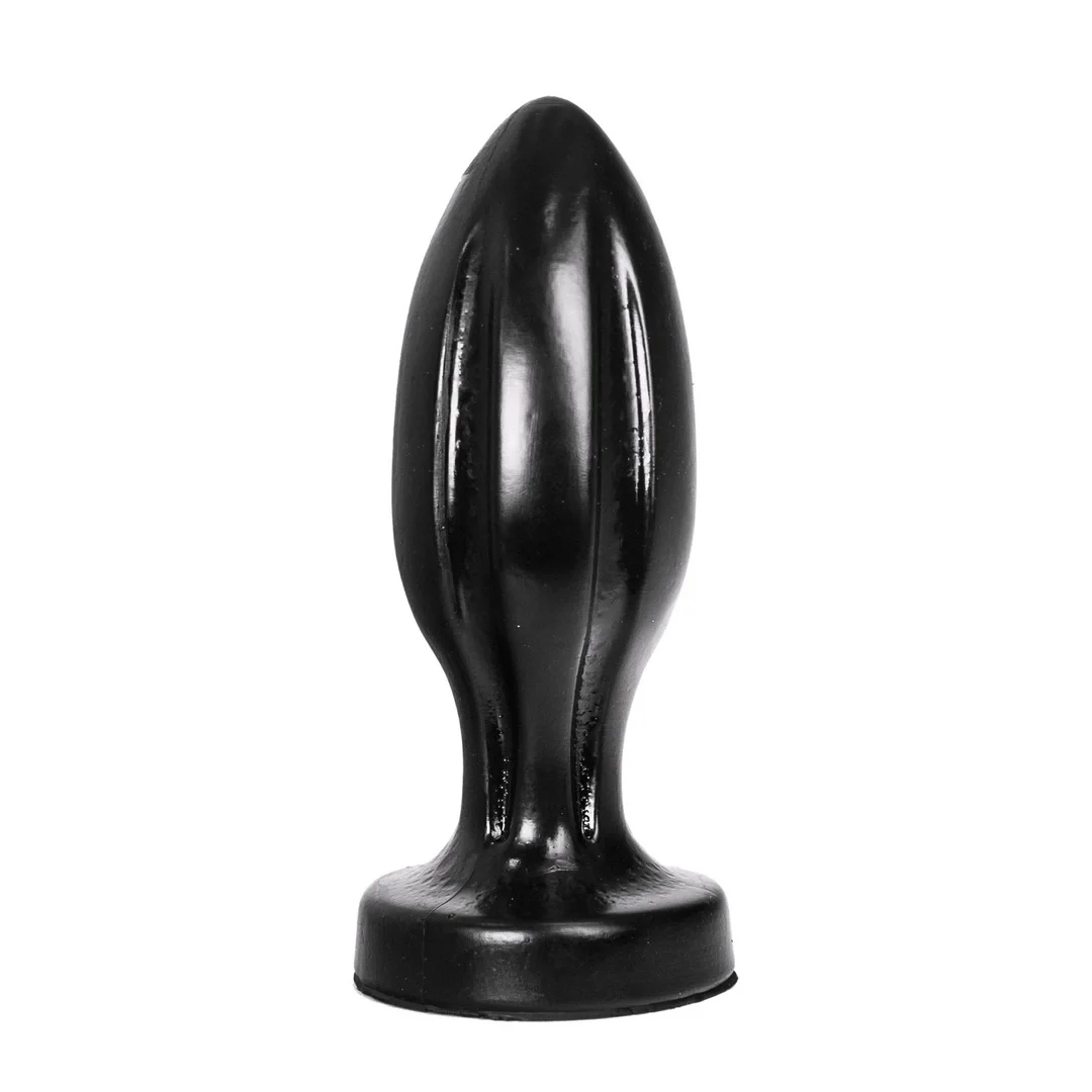 All Black korek analny 21 cm - model z rowkowaną powierzchnią
