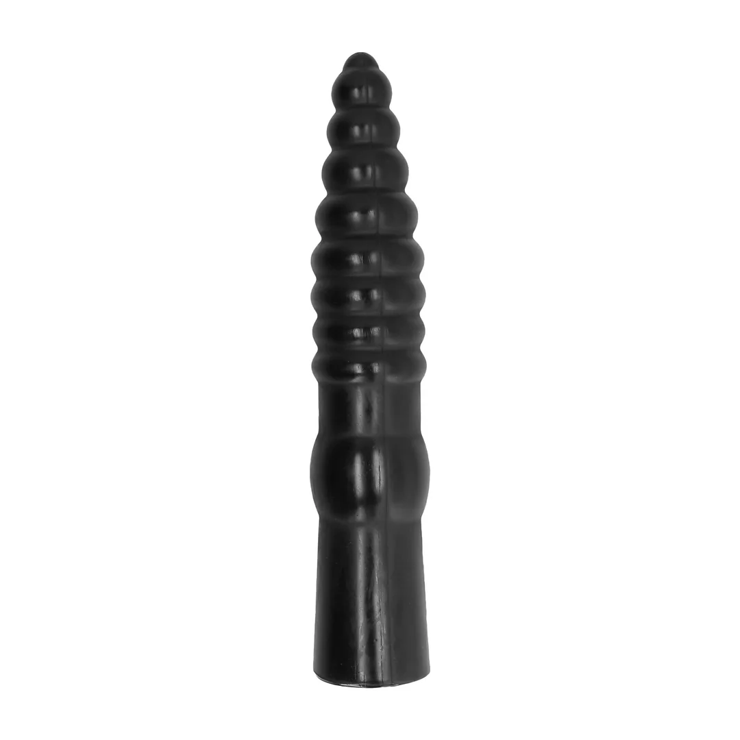 All Black Model Śruba 33 cm - Czarna anatomiczna forma, żebrowana powierzchnia