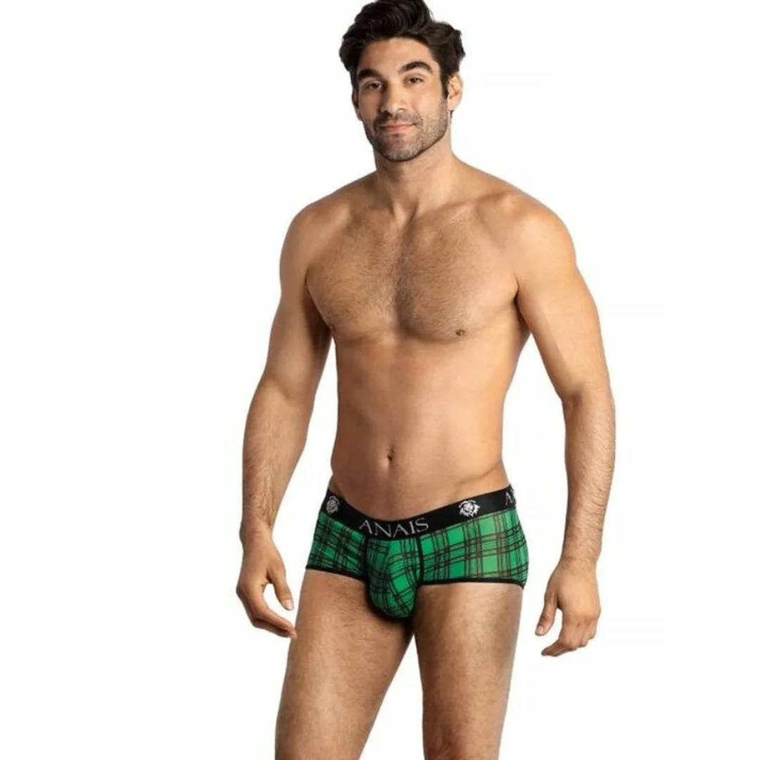 Anais Men Magic Brief XL zielono-czarne szachownica, komfortowa lycra