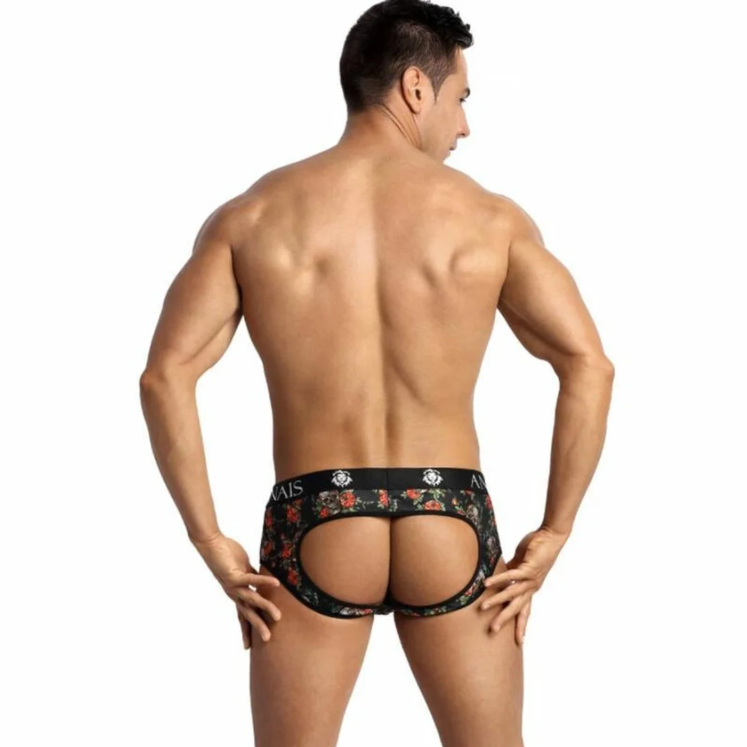 Anais Men Power Jock Bikini L z motywem roż i czaszek, wycięty tył