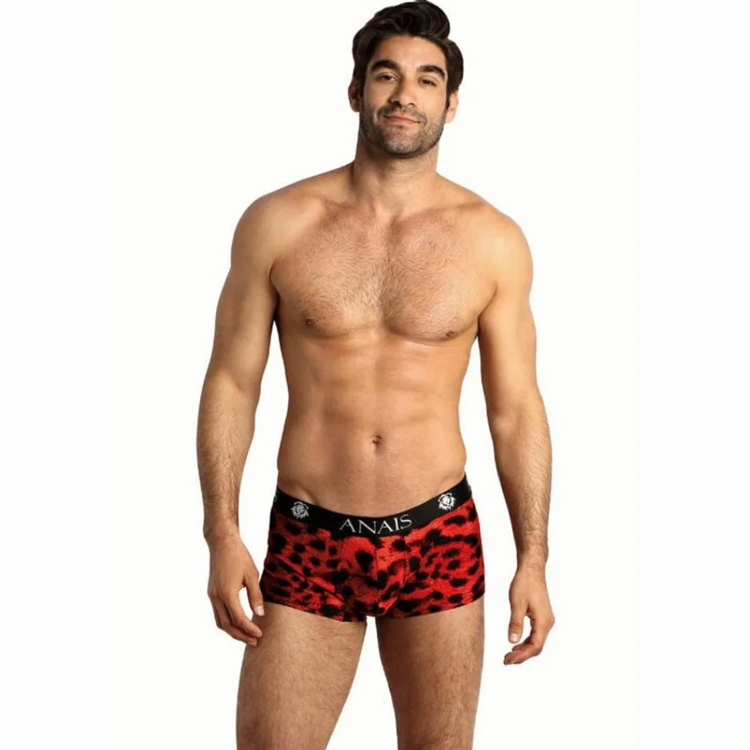 Anais Men Savage Boxer S czerwony mikrofibra print zwierzęcy