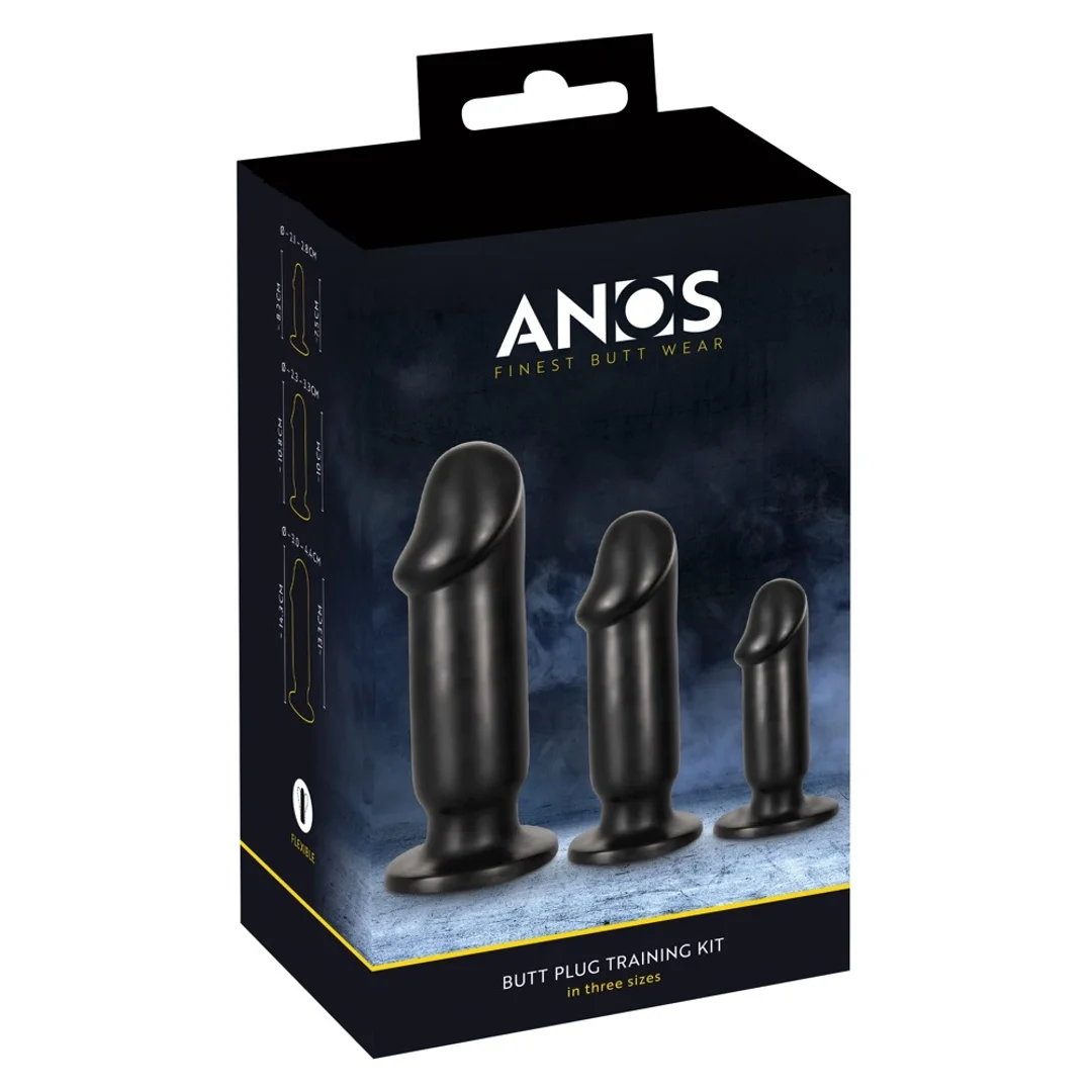ANOS Plug Training Kit Zestaw 3 elastycznych korkow czarne PVC