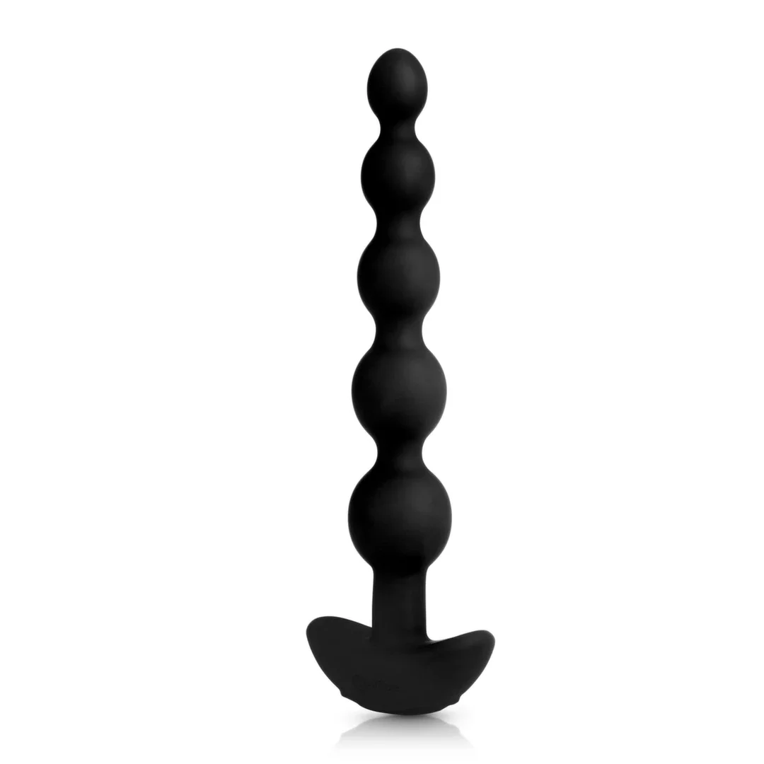 b-Vibe Cinco Black - silikonowy model z wibracją, 5 segmentow, pilot