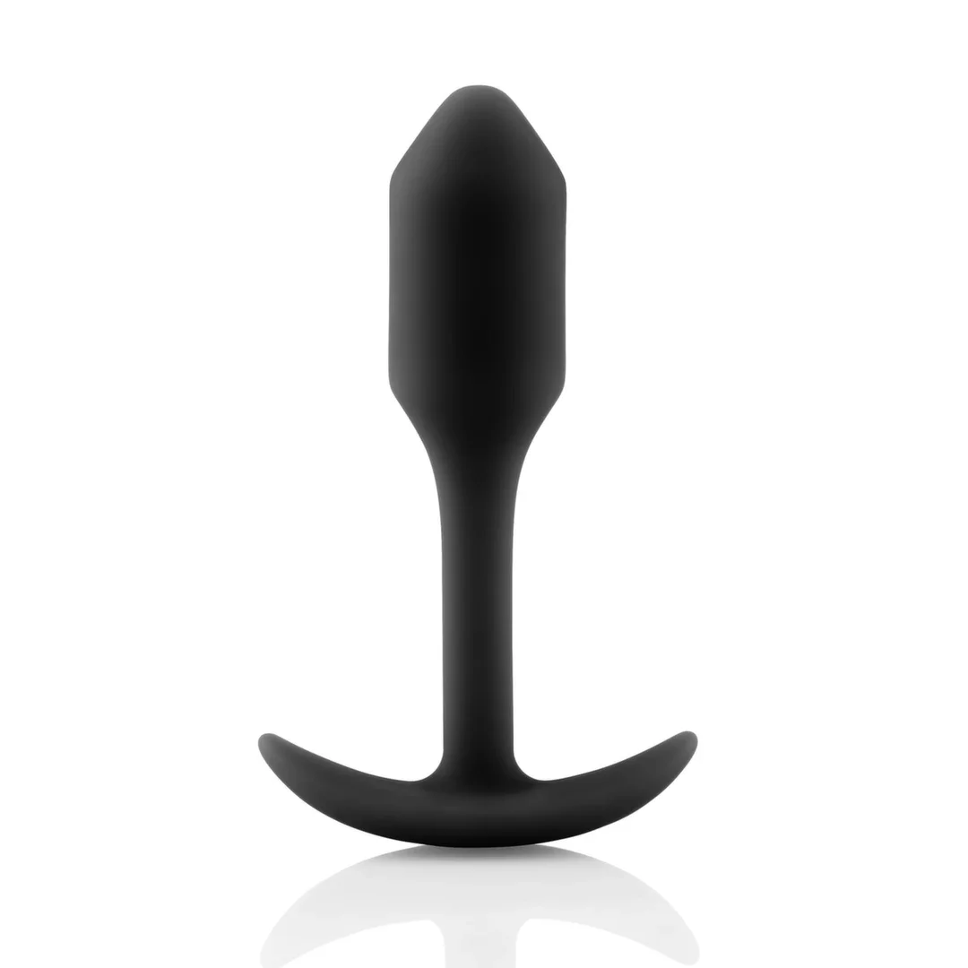 b-Vibe Snug Plug 1 czarny - silikonowy model z wagą 54g, rozmiar S