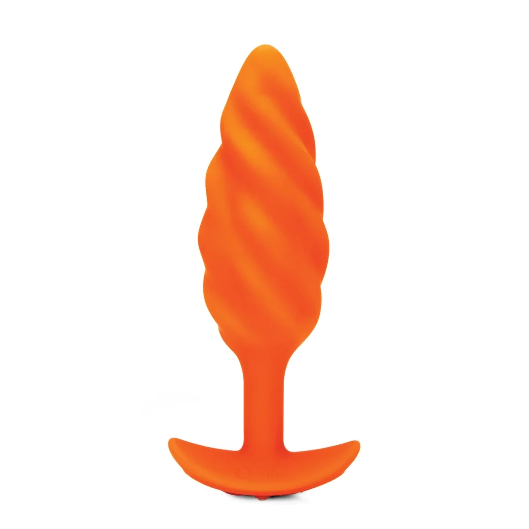 b-Vibe Texture Plug Swirl Orange - wibrujący model z falistą powierzchnią