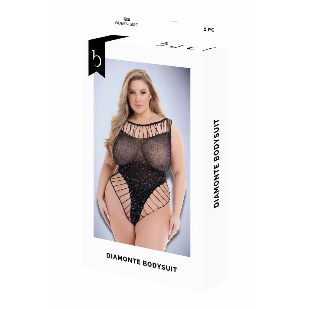 Baci Diamonte Bodysuit Black QS - eleganckie body z połyskiem, czarne