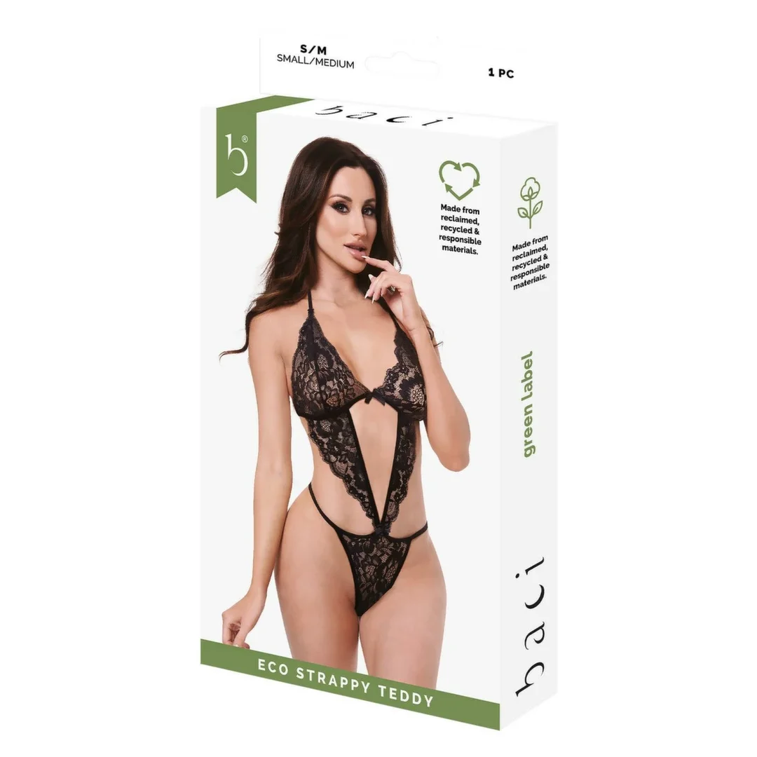 Baci Eco Strappy Teddy Black M/L - ekologiczne body z paskami