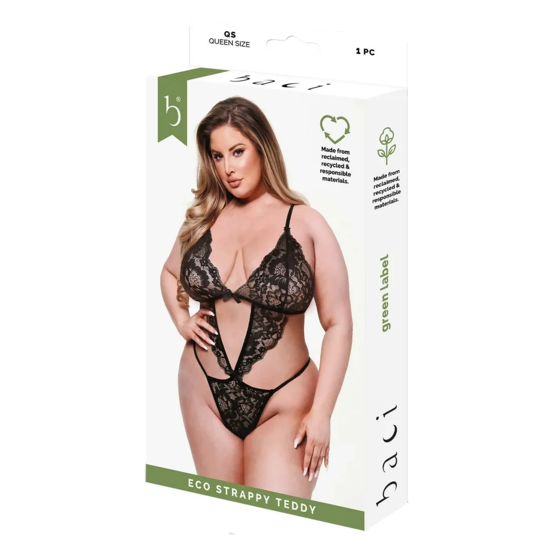 Baci Eco Strappy Teddy Black QS - ekologiczne body z paskami, czarne
