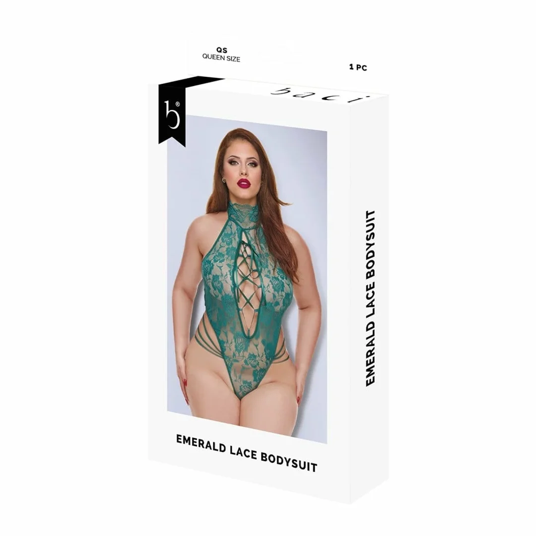 Baci Lingerie Emerald Lace Bodysuit zielony koronkowy QS