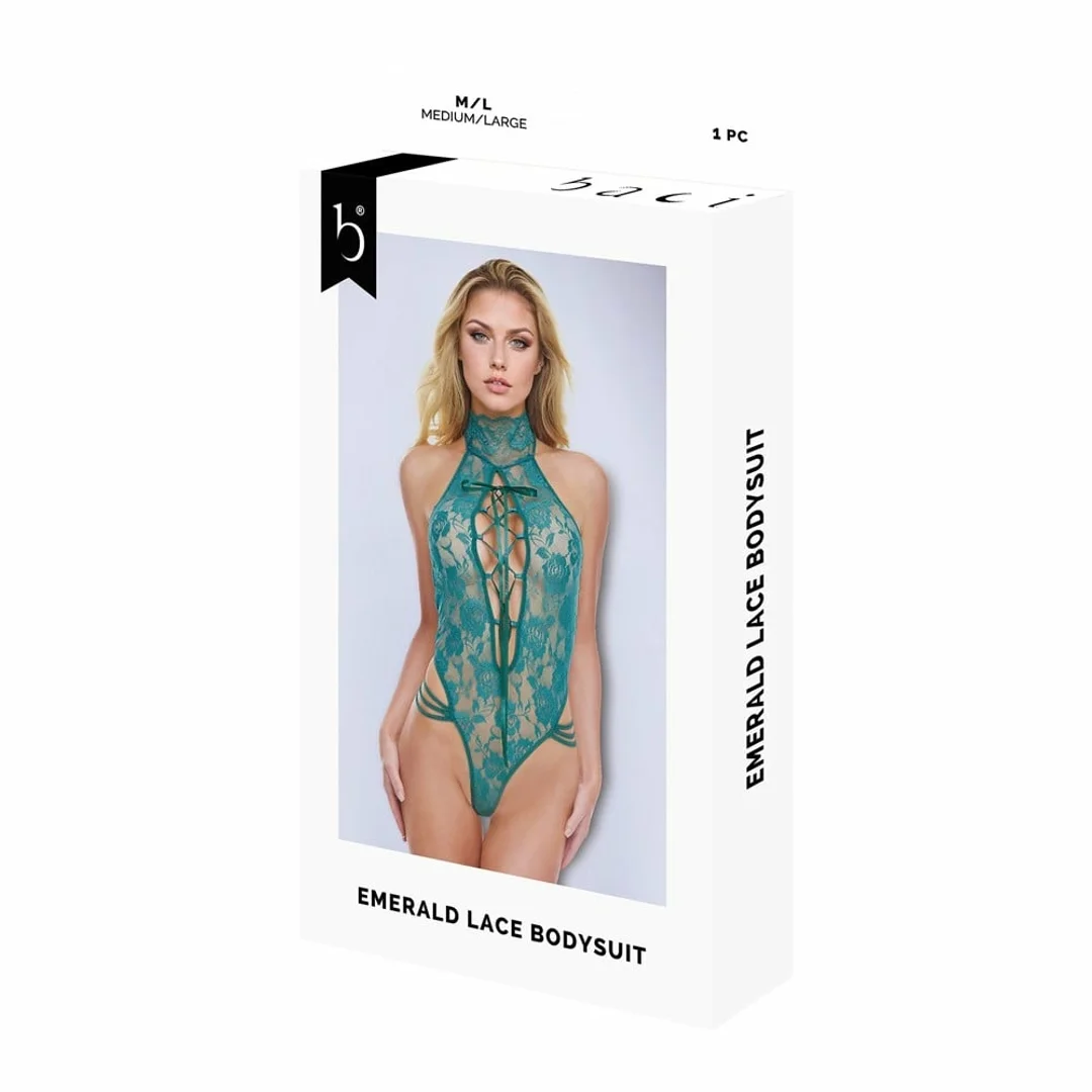 Baci Lingerie Emerald Lace Bodysuit zielony S/M - koronkowy fason