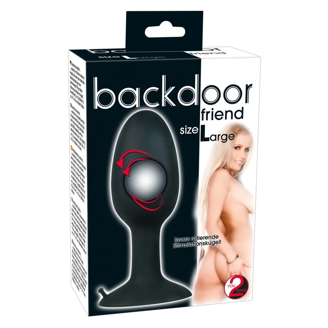 Backdoor Friend Large - silikonowy korkowy model z kulą wewnętrzną, czarny