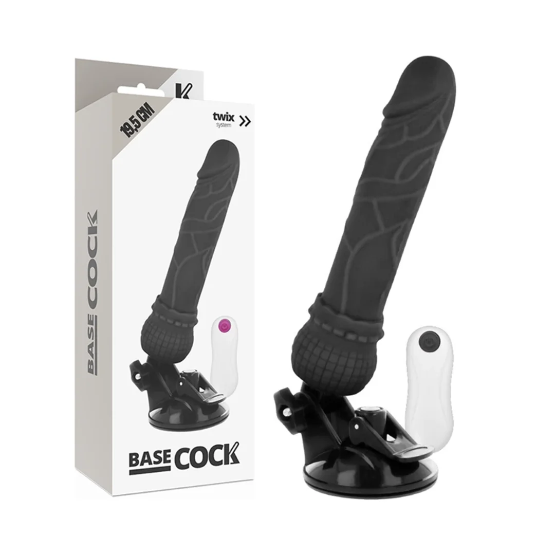 BASECOCK Model Black 19,5 cm - Wibrator z pilotem przewodowym, TPE