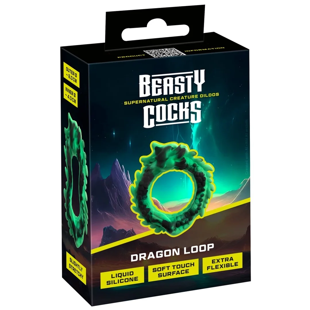 Beasty Cocks Dragon Loop silikonowy pierścień z motywem smoka 8 cm