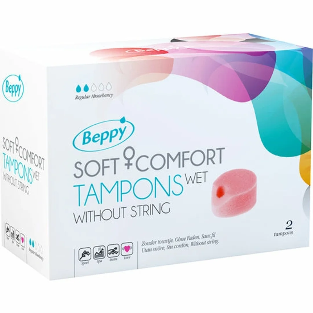 Beppy Soft Comfort tampony bezsznurkowe mokre 2 szt. z żelem lawendowym