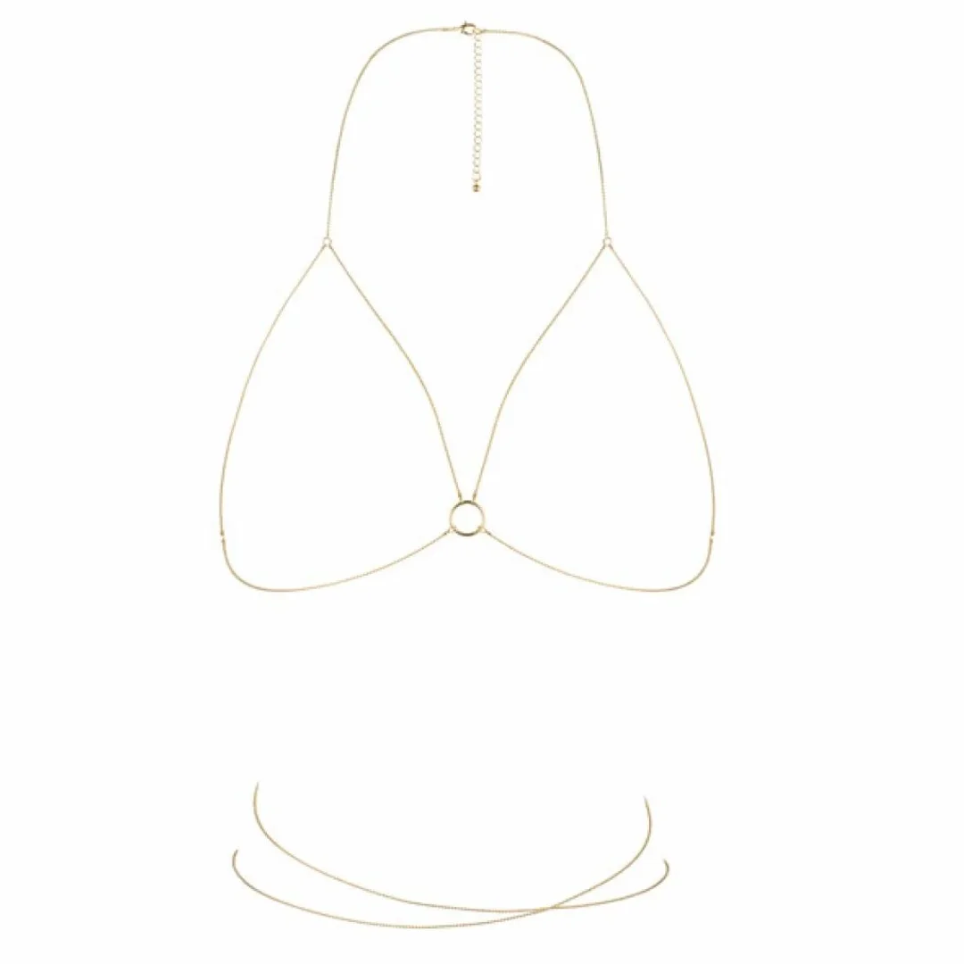 Bijoux Indiscrets Magnifique Bra Chain Gold - dekoracyjny łańcuszek na ciało