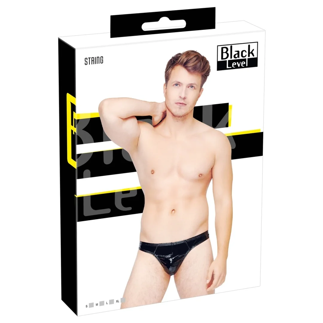 Black Level Stringi Męskie Czarny Połysk Rozmiar M