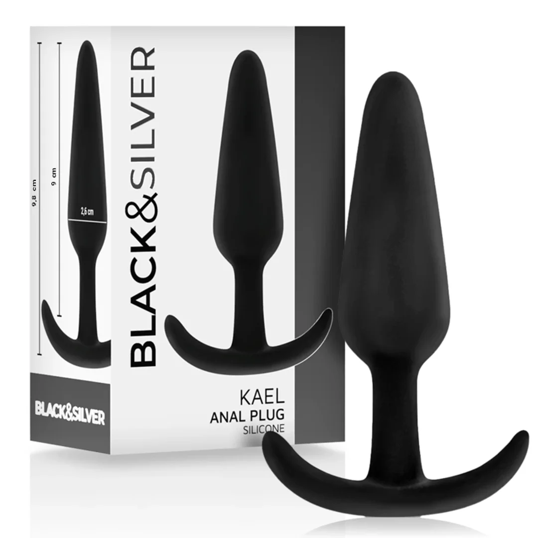Black&Silver Kael silikonowy stymulator analny z ergonomicznym uchwytem, średni
