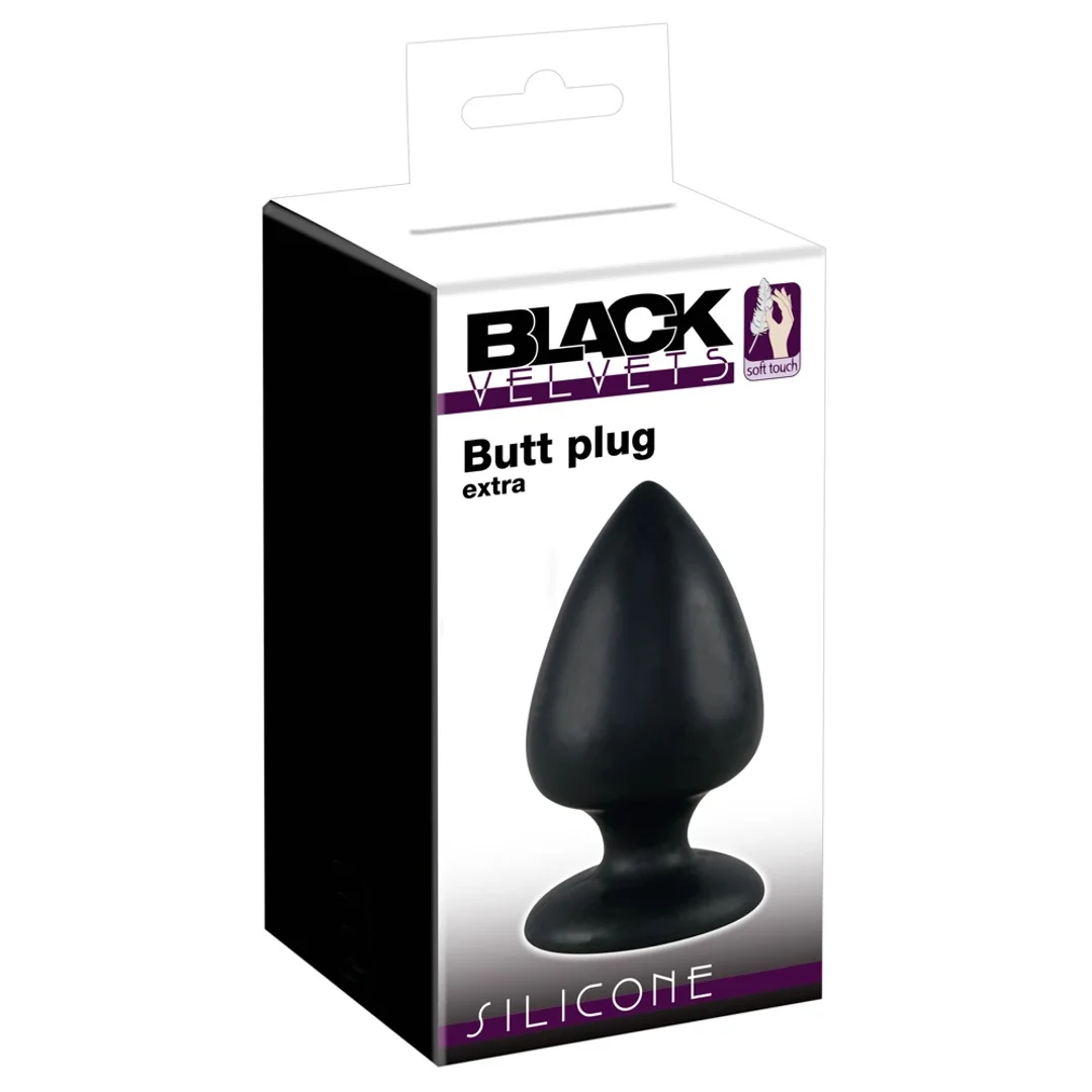 Black Velvets Korek anatomiczny XXL z przyssawką, silikon czarny 14cm