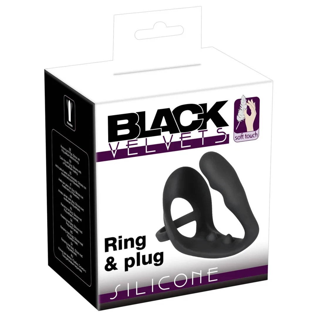 Black Velvets Pierścień z korkiem do punktu P, silikonowy, czarny