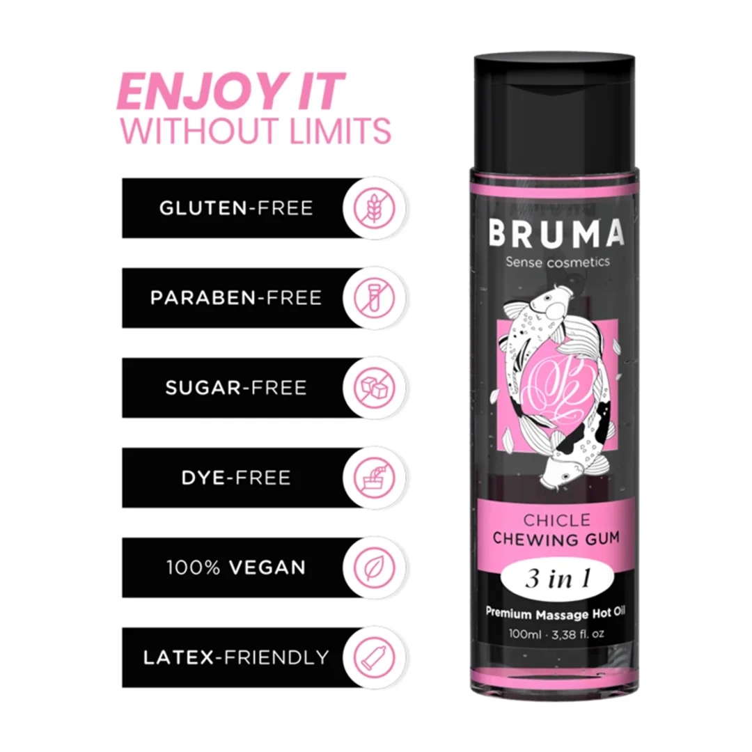 BRUMA Premium Olejek Masażowy 3w1 Guma do Żucia, efekt ciepła, 100ml