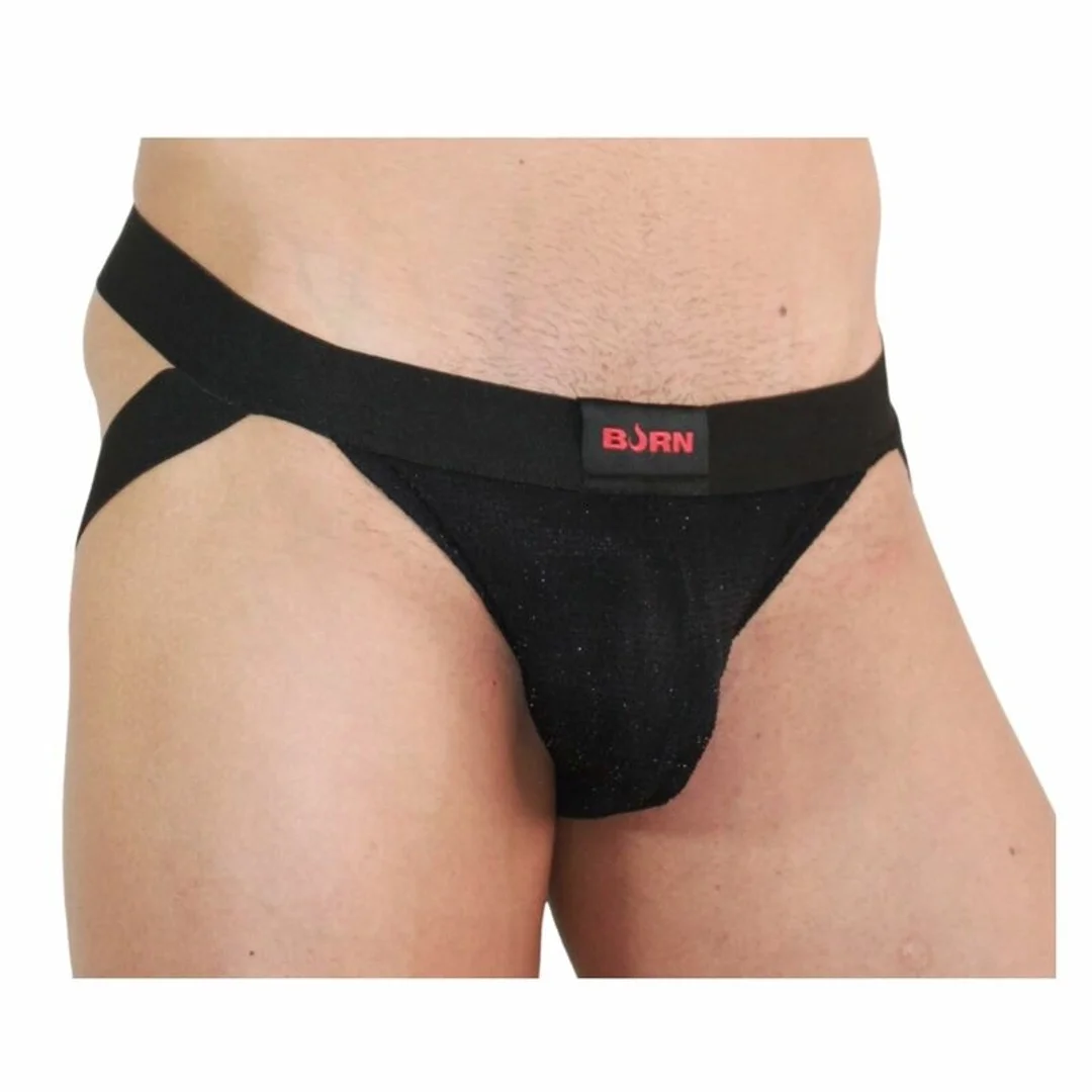 BURN Jock 003 Czarny XL - Błyszczący Pas Biodrowy Komfortowy