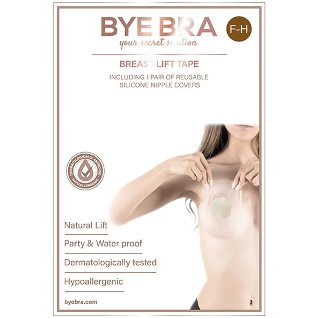 Bye Bra Breast Lift F-H Taśmy do Biustu + Materiałowe Osłonki 3 pary