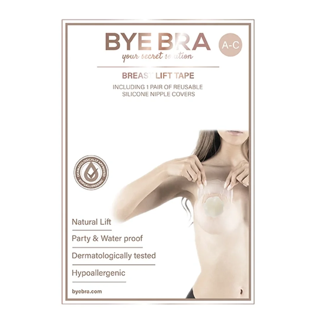 Bye Bra Breast Lift & Silicone Covers A-C - Taśmy modelujące + nakładki 4 pary