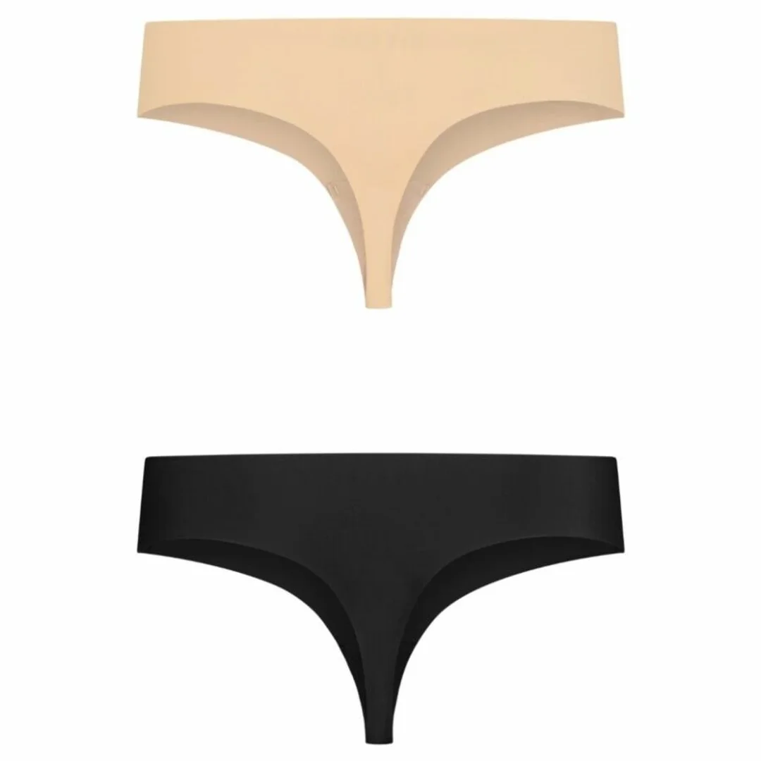 Bye Bra Invisible Thong 2-pack beżowy & czarny XXL bezszwowy
