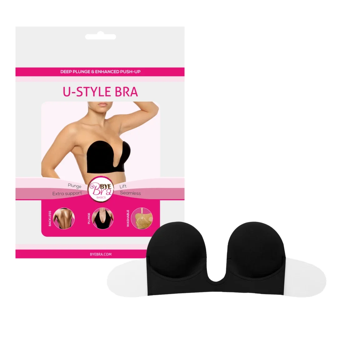 Bye Bra U-Style Bra B Czarny samoprzylepny biustonosz ze skrzydełkami