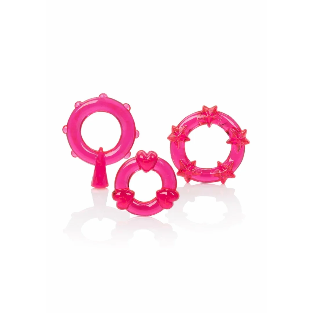 CalExotics Magic C-Rings zestaw 3 elastycznych pierścieni TPR z wypustkami