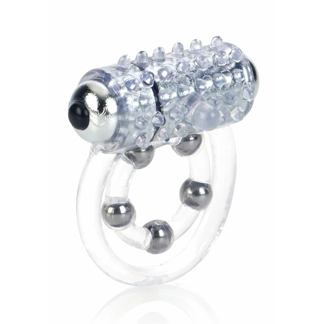 CalExotics Maximus 4 Bead Ring - elastyczny pierścień z wibracją i wypustkami