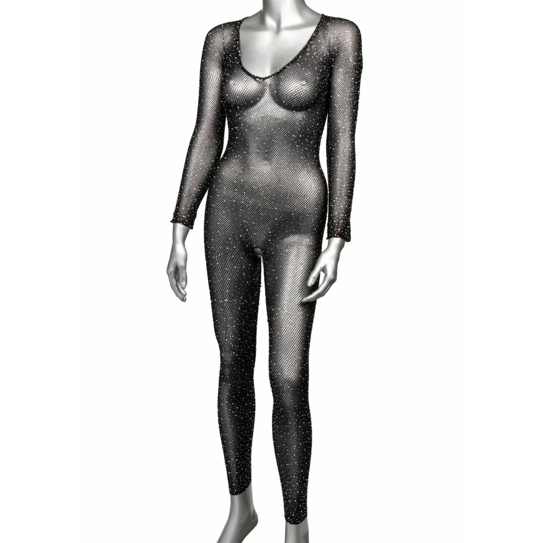 CalExotics Radiance Plus Size Bodystocking z siateczki z kryształkami 3XL