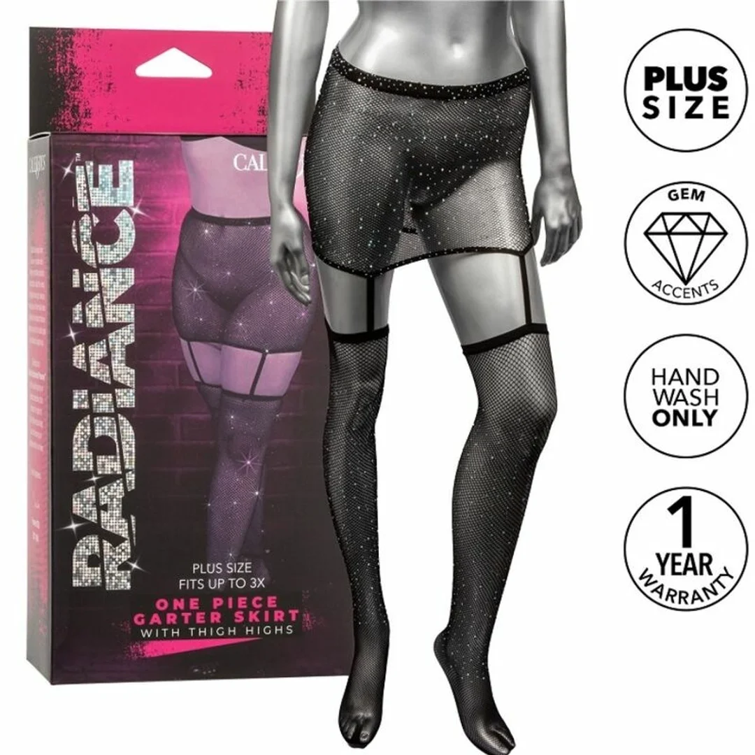 CalExotics Radiance Plus Size - Spodnica z podwiązkami i kryształkami 3X