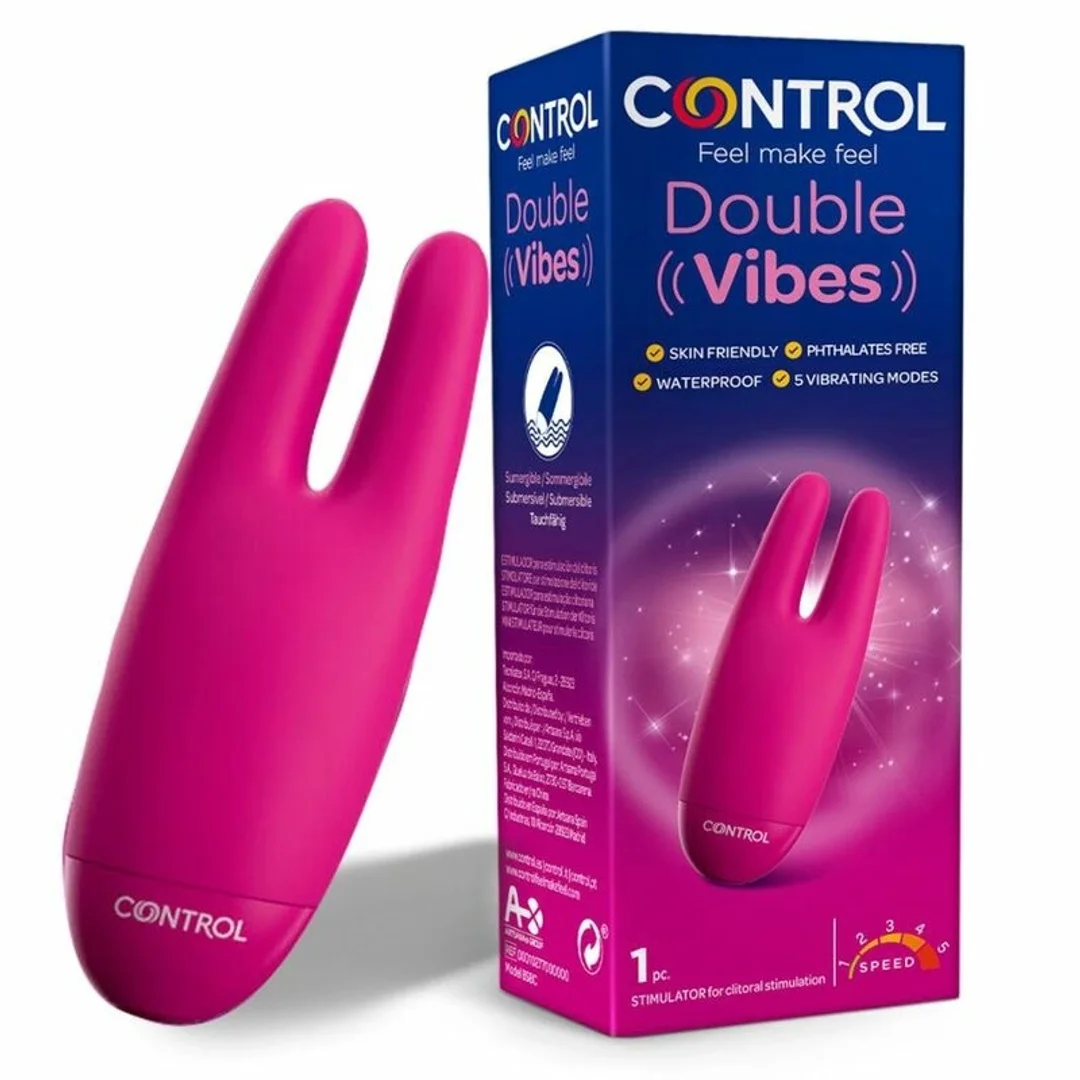 Control Double Vibes - dwugłowicowy stymulator wibracyjny, silikon medyczny