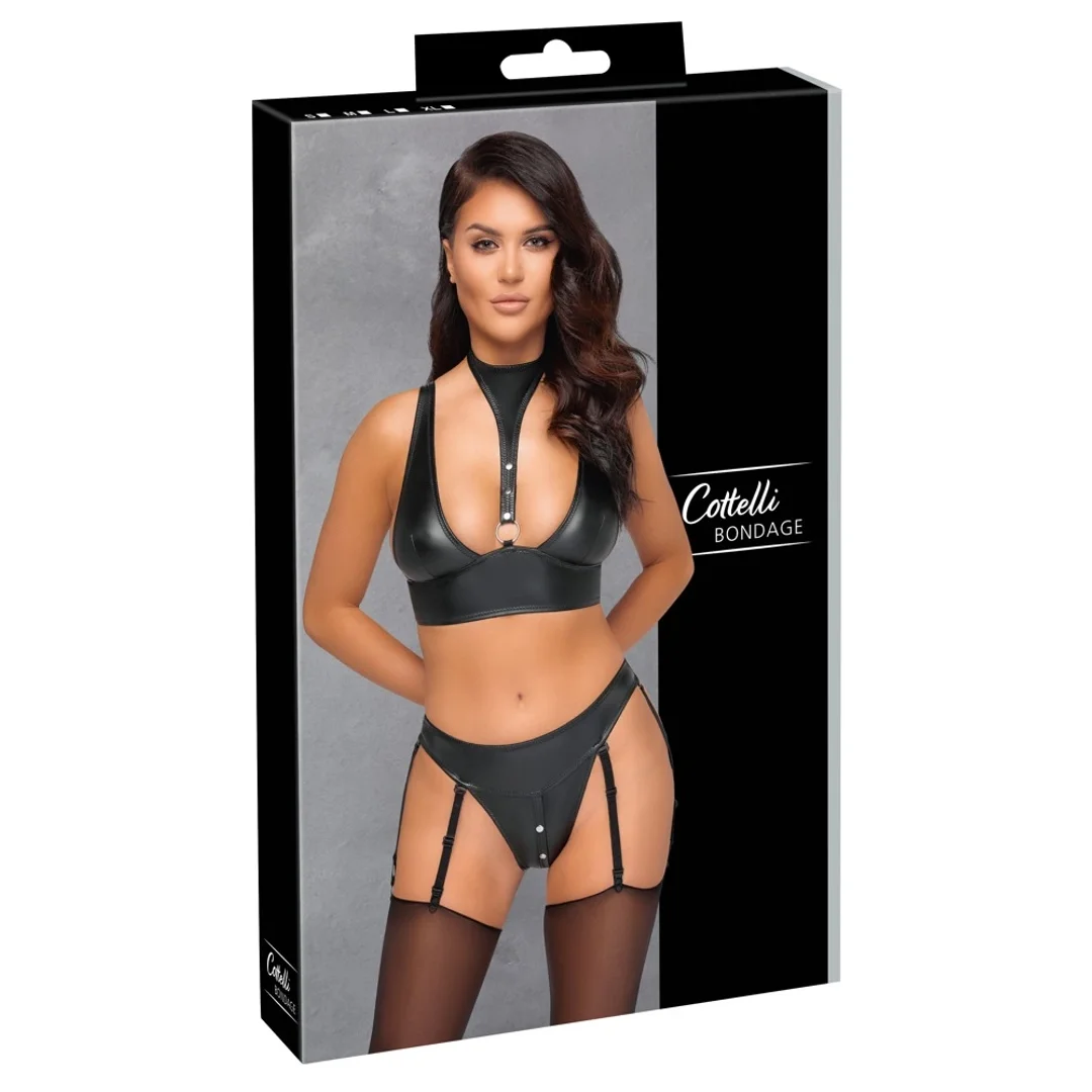 Cottelli Collection Bondage Matowy Komplet 2-częściowy M Czarny