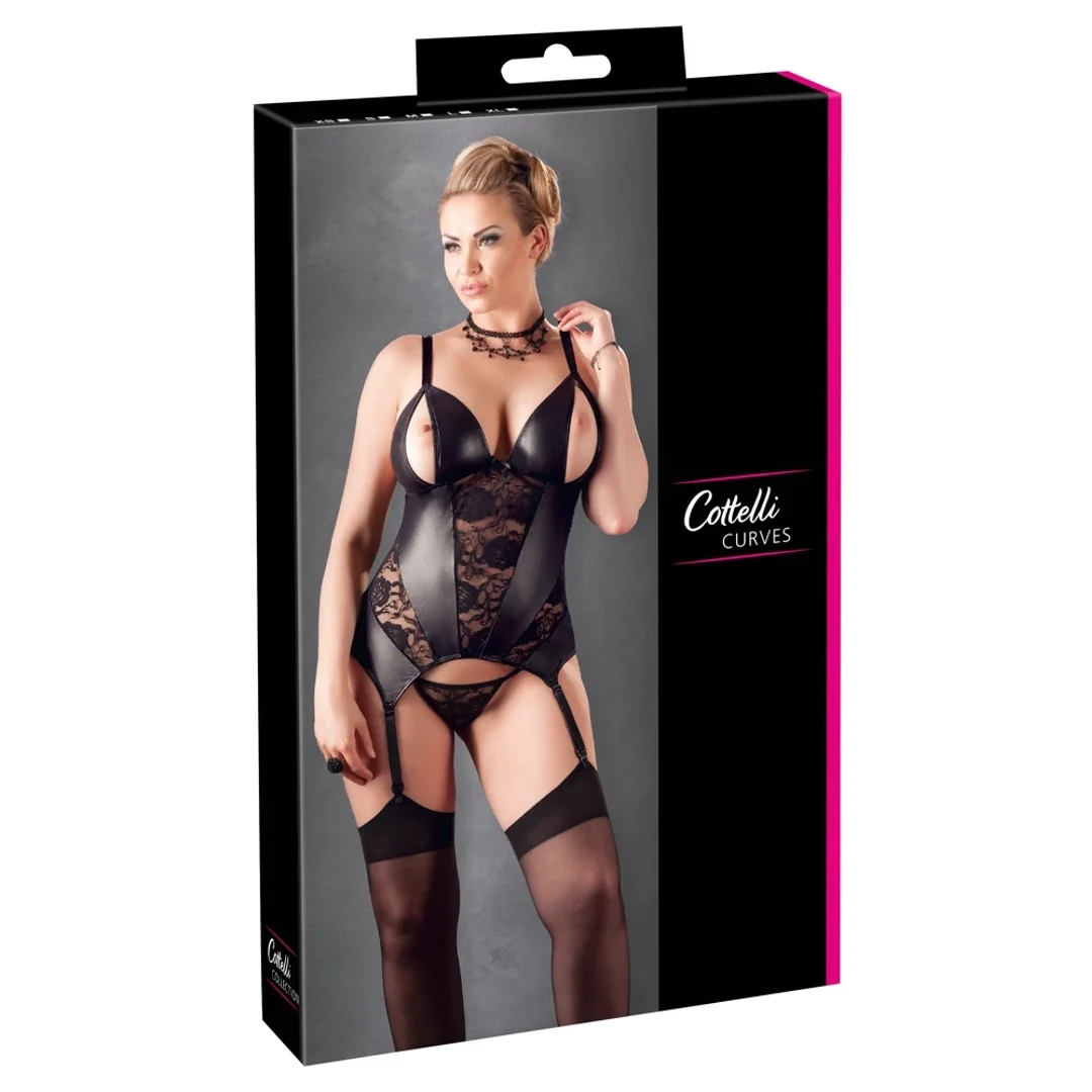 Cottelli Curves koszulka z koronką i rozcięciem na miseczkach XL czarna
