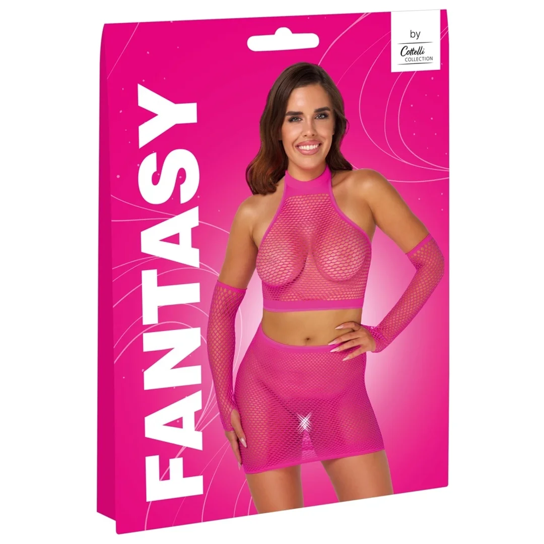 Cottelli Fantasy Zestaw Siatkowy Rożowy S-L Elastyczny Komplet
