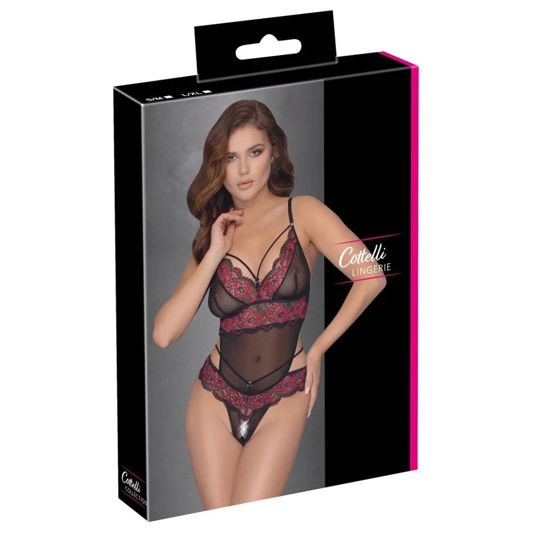 Cottelli Lingerie Body Kwiatowa Dwukolorowa Koronka L/XL