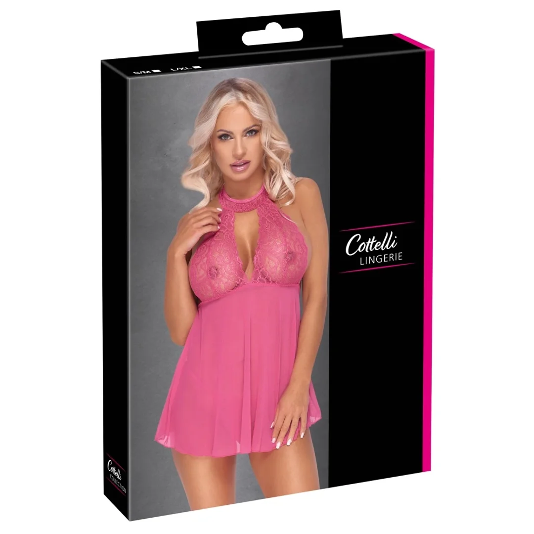 Cottelli Lingerie Haleczka Rożowa Koronka + Stringi L/XL