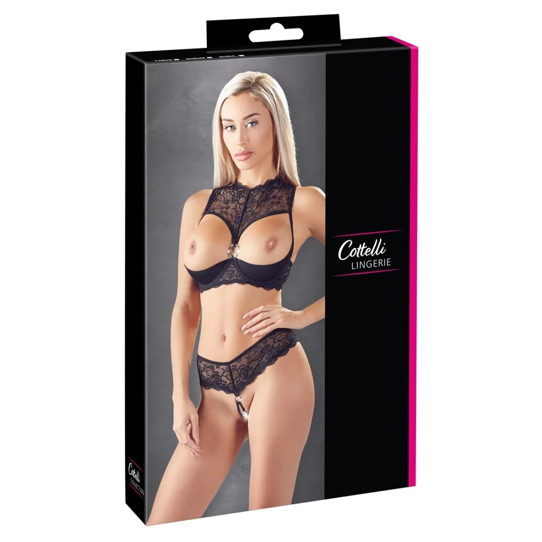 Cottelli Lingerie Komplet Koronkowy 2-cz. Biustonosz 85B/L Otwarte Stringi