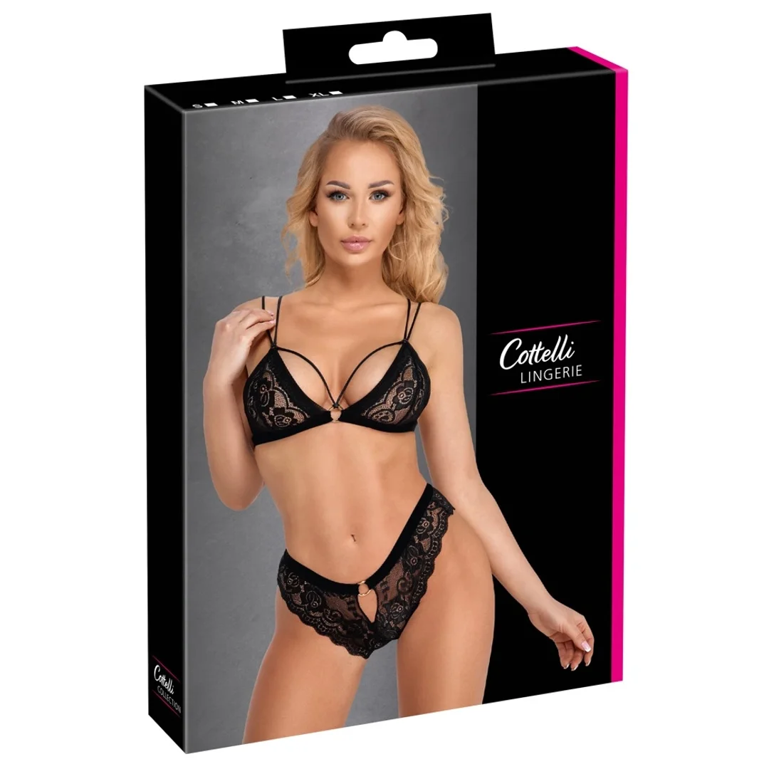 Cottelli LINGERIE komplet koronkowy 2-częściowy czarny L