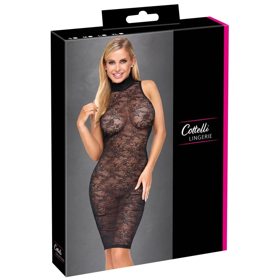 Cottelli LINGERIE Lace Dress L czarna sukienka koronkowa bez rękawow