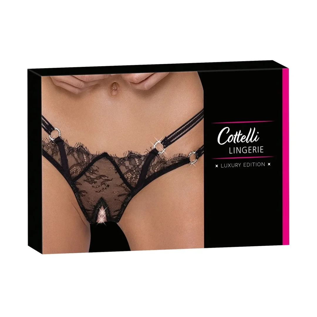 Cottelli LINGERIE Stringi koronkowe z ozdobnymi dżetami M/L