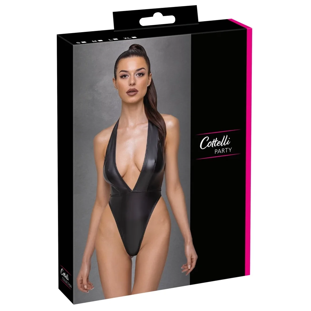 Cottelli Party Body Matowe Czarne S - Wycięte, Halter, Elastyczne