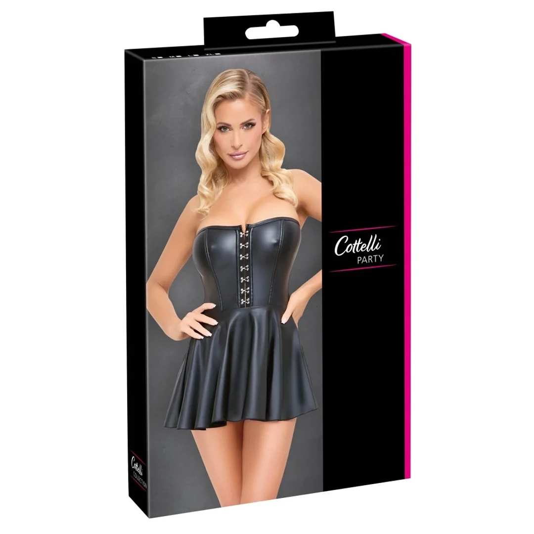 Cottelli PARTY Mini sukienka gorsetowa czarna XL, matowe wykończenie