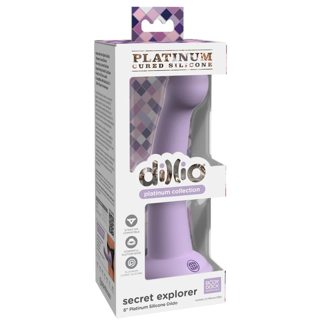 Dillio Platinum Secret Explorer 17,2 cm Fioletowy - silikonowy model z okrągłą końcowką