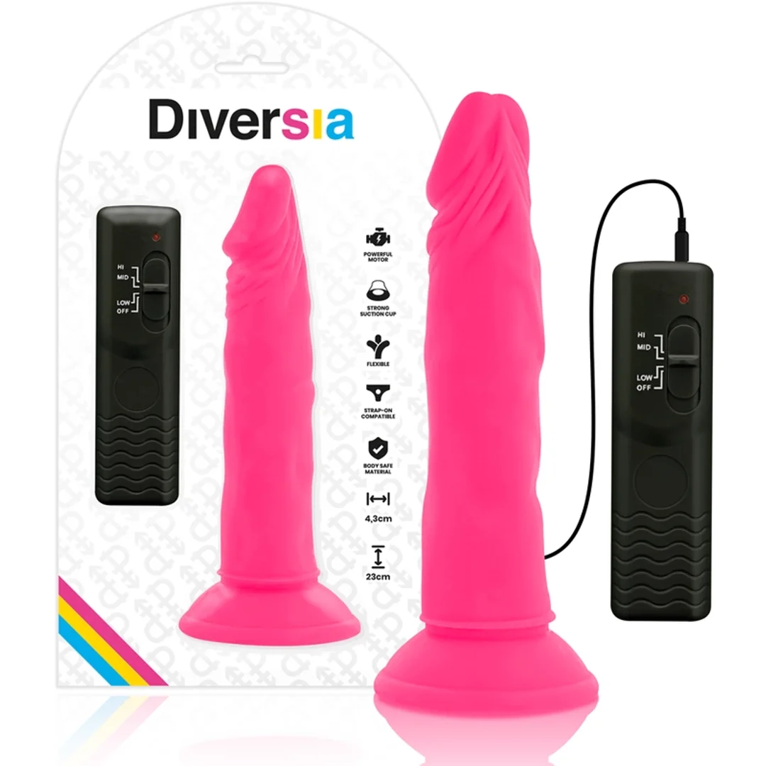 Diversia Flexible Pink Model 23 cm - Intymna Maszyna z Wibracjami i Przyssawką