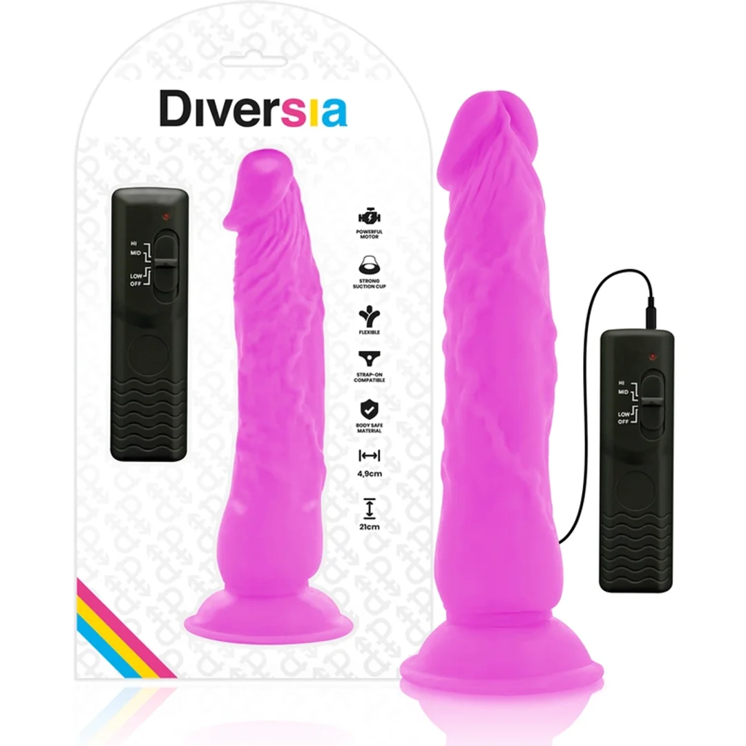 Diversia Wibrujący Model Intymny Fioletowy 21 cm Elastyczny Pilot